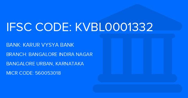 Karur Vysya Bank (KVB) Bangalore Indira Nagar Branch IFSC Code