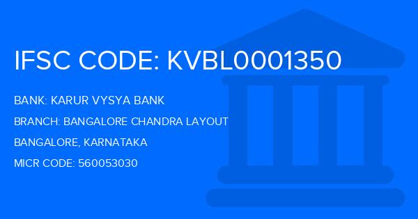 Karur Vysya Bank (KVB) Bangalore Chandra Layout Branch IFSC Code