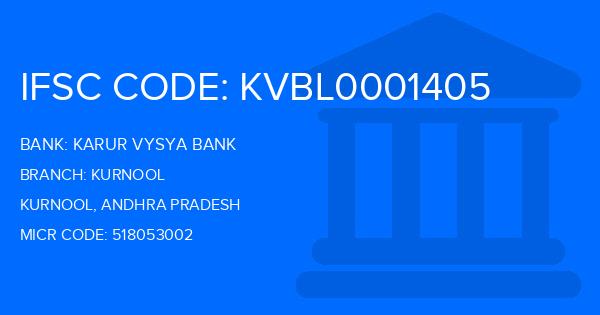 Karur Vysya Bank (KVB) Kurnool Branch IFSC Code