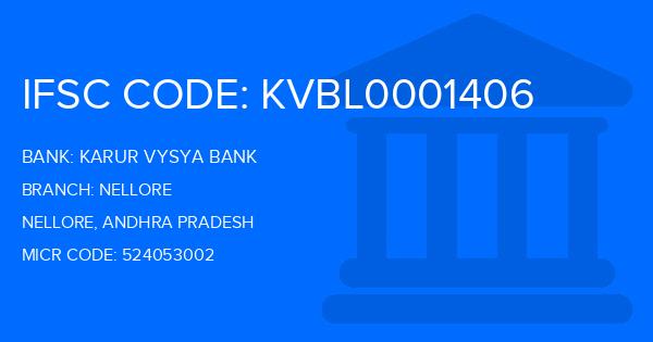 Karur Vysya Bank (KVB) Nellore Branch IFSC Code