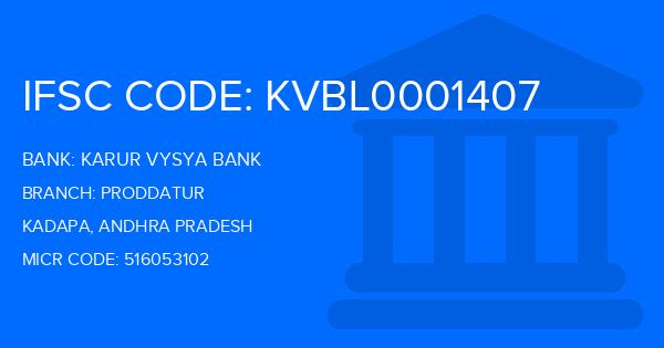 Karur Vysya Bank (KVB) Proddatur Branch IFSC Code