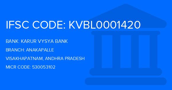Karur Vysya Bank (KVB) Anakapalle Branch IFSC Code