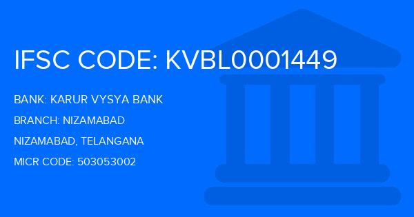 Karur Vysya Bank (KVB) Nizamabad Branch IFSC Code