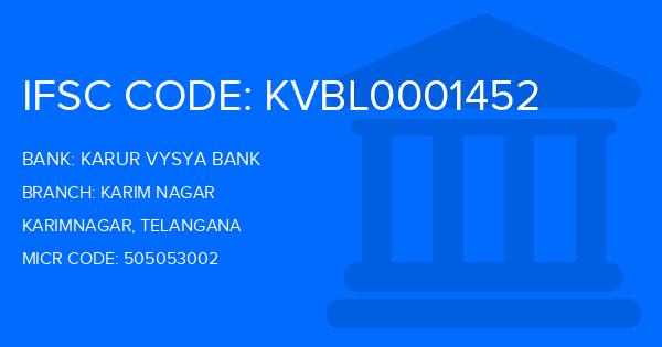 Karur Vysya Bank (KVB) Karim Nagar Branch IFSC Code