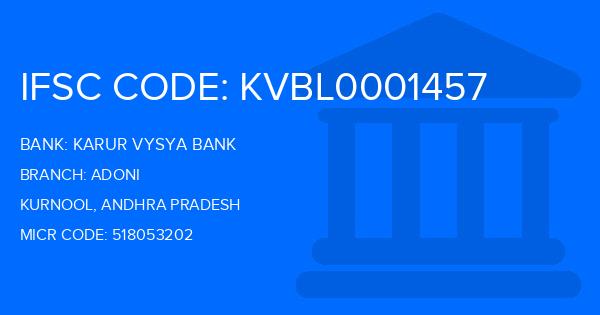 Karur Vysya Bank (KVB) Adoni Branch IFSC Code
