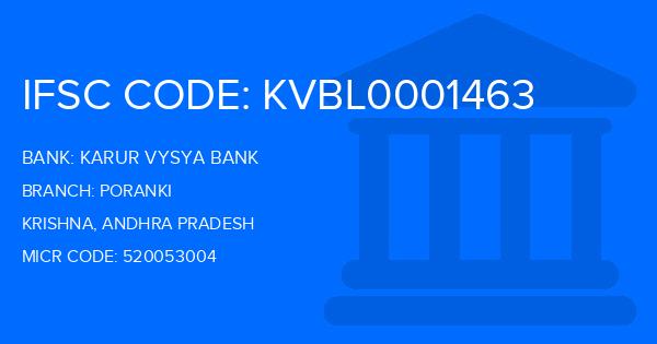 Karur Vysya Bank (KVB) Poranki Branch IFSC Code