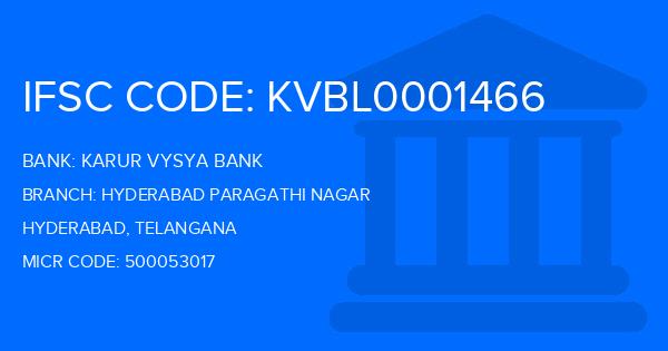 Karur Vysya Bank (KVB) Hyderabad Paragathi Nagar Branch IFSC Code