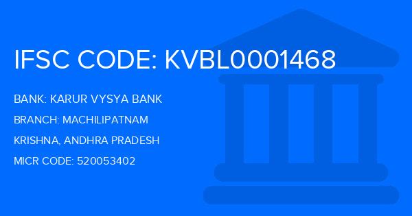 Karur Vysya Bank (KVB) Machilipatnam Branch IFSC Code