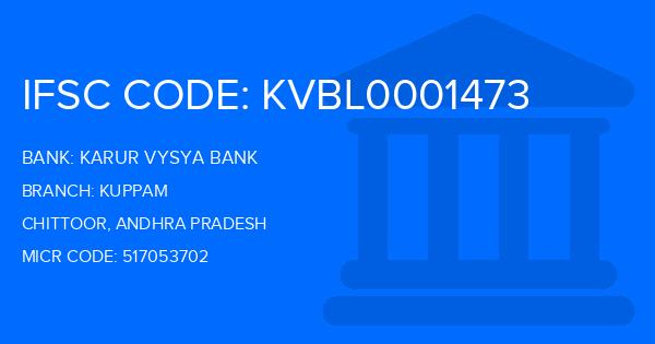 Karur Vysya Bank (KVB) Kuppam Branch IFSC Code