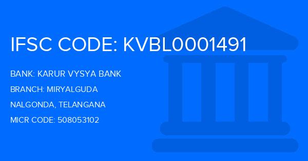 Karur Vysya Bank (KVB) Miryalguda Branch IFSC Code