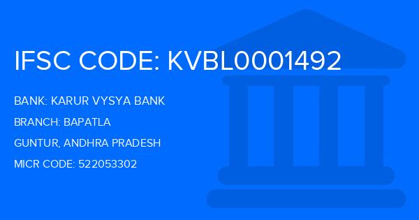 Karur Vysya Bank (KVB) Bapatla Branch IFSC Code