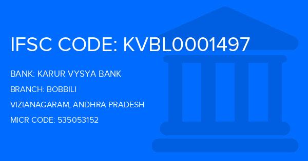 Karur Vysya Bank (KVB) Bobbili Branch IFSC Code