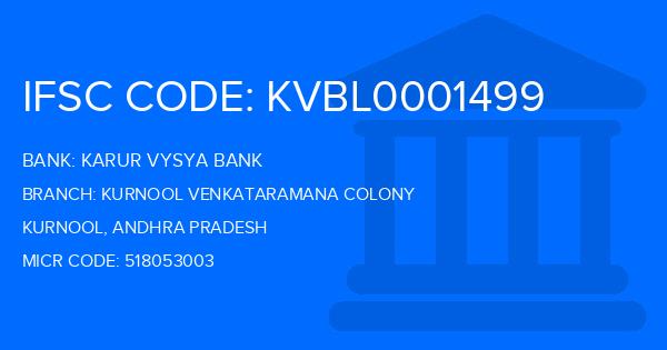 Karur Vysya Bank (KVB) Kurnool Venkataramana Colony Branch IFSC Code