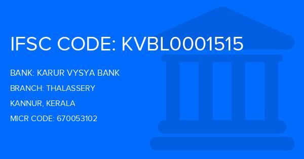 Karur Vysya Bank (KVB) Thalassery Branch IFSC Code
