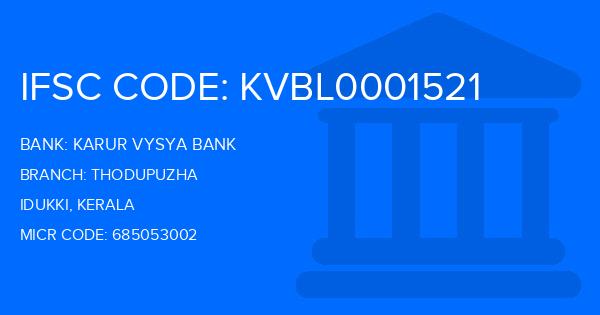 Karur Vysya Bank (KVB) Thodupuzha Branch IFSC Code