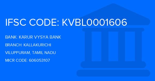 Karur Vysya Bank (KVB) Kallakurichi Branch IFSC Code
