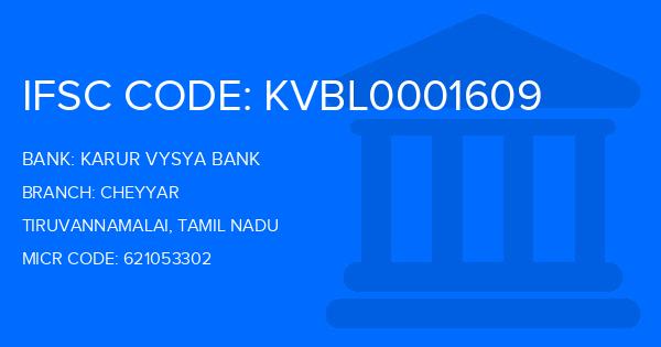 Karur Vysya Bank (KVB) Cheyyar Branch IFSC Code
