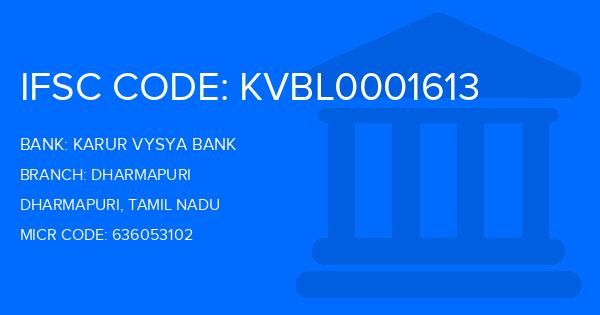 Karur Vysya Bank (KVB) Dharmapuri Branch IFSC Code