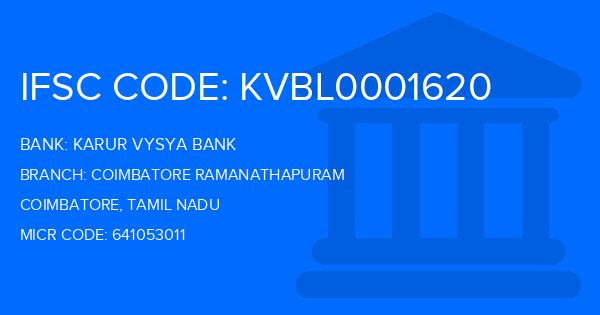 Karur Vysya Bank (KVB) Coimbatore Ramanathapuram Branch IFSC Code