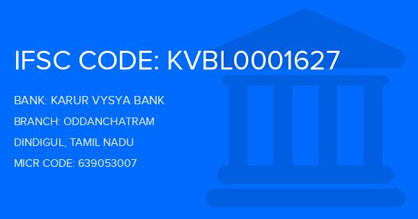 Karur Vysya Bank (KVB) Oddanchatram Branch IFSC Code