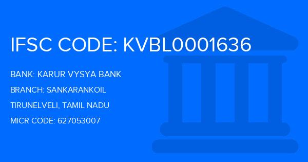 Karur Vysya Bank (KVB) Sankarankoil Branch IFSC Code