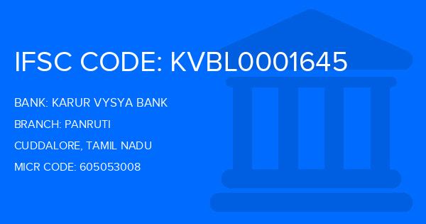 Karur Vysya Bank (KVB) Panruti Branch IFSC Code