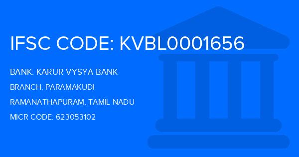 Karur Vysya Bank (KVB) Paramakudi Branch IFSC Code