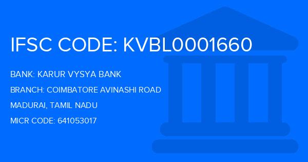 Karur Vysya Bank (KVB) Coimbatore Avinashi Road Branch IFSC Code