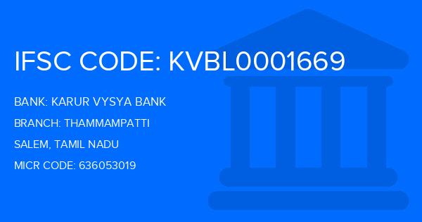 Karur Vysya Bank (KVB) Thammampatti Branch IFSC Code