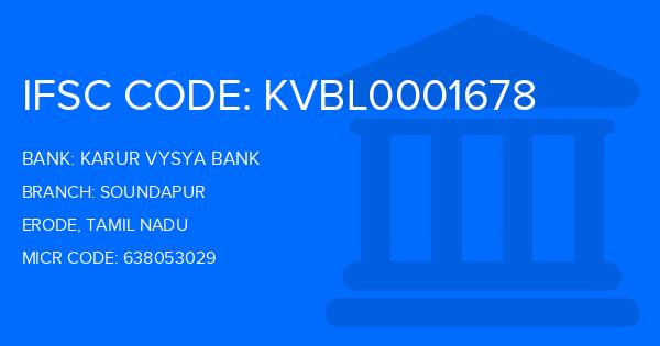 Karur Vysya Bank (KVB) Soundapur Branch IFSC Code