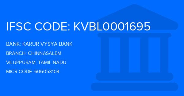 Karur Vysya Bank (KVB) Chinnasalem Branch IFSC Code