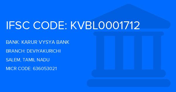 Karur Vysya Bank (KVB) Deviyakurichi Branch IFSC Code