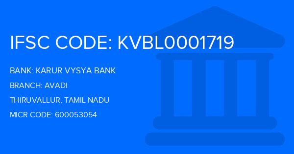 Karur Vysya Bank (KVB) Avadi Branch IFSC Code