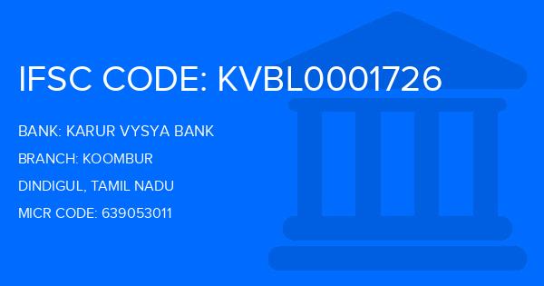 Karur Vysya Bank (KVB) Koombur Branch IFSC Code