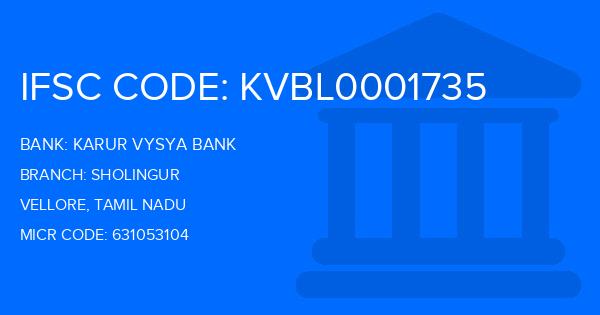 Karur Vysya Bank (KVB) Sholingur Branch IFSC Code
