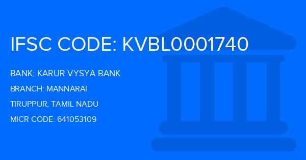 Karur Vysya Bank (KVB) Mannarai Branch IFSC Code