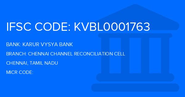Karur Vysya Bank (KVB) Chennai Channel Reconciliation Cell Branch IFSC Code