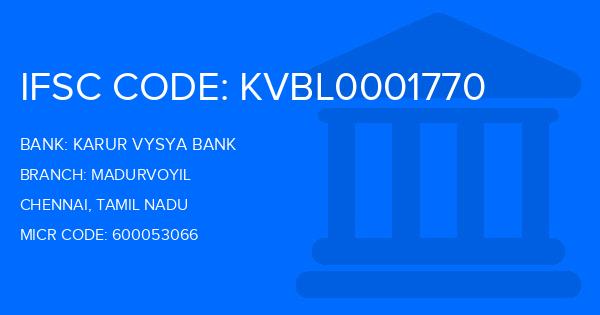 Karur Vysya Bank (KVB) Madurvoyil Branch IFSC Code