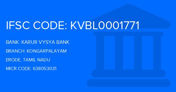 Karur Vysya Bank (KVB) Kongarpalayam Branch IFSC Code