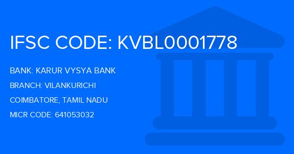 Karur Vysya Bank (KVB) Vilankurichi Branch IFSC Code