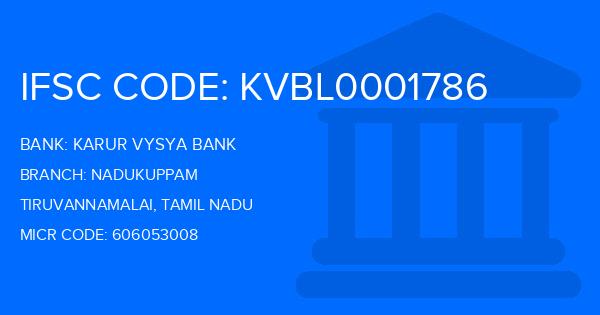 Karur Vysya Bank (KVB) Nadukuppam Branch IFSC Code