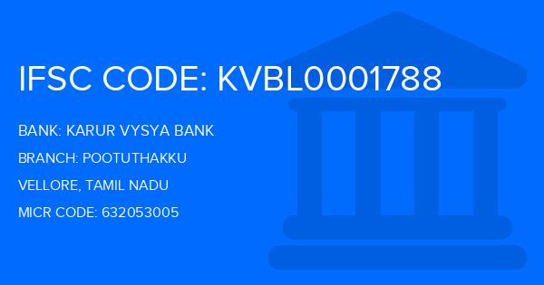 Karur Vysya Bank (KVB) Pootuthakku Branch IFSC Code