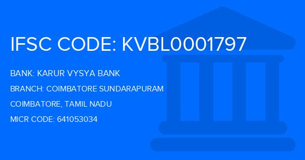 Karur Vysya Bank (KVB) Coimbatore Sundarapuram Branch IFSC Code