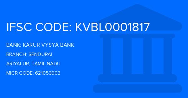 Karur Vysya Bank (KVB) Sendurai Branch IFSC Code