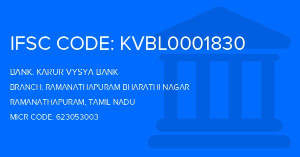 Karur Vysya Bank (KVB) Ramanathapuram Bharathi Nagar Branch IFSC Code