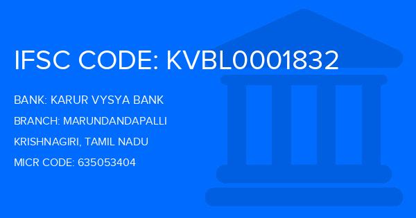 Karur Vysya Bank (KVB) Marundandapalli Branch IFSC Code
