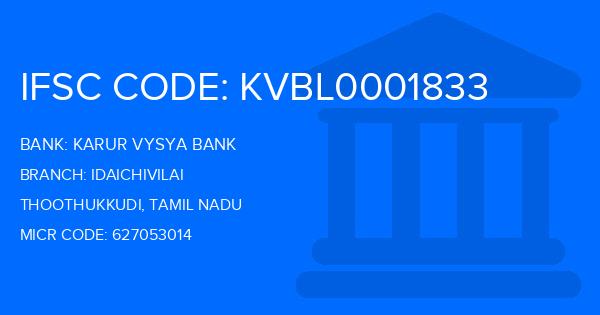 Karur Vysya Bank (KVB) Idaichivilai Branch IFSC Code