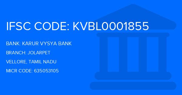 Karur Vysya Bank (KVB) Jolarpet Branch IFSC Code
