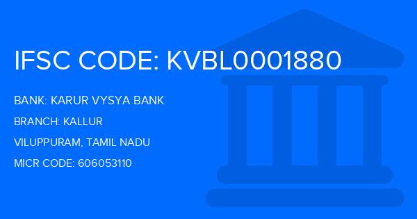 Karur Vysya Bank (KVB) Kallur Branch IFSC Code