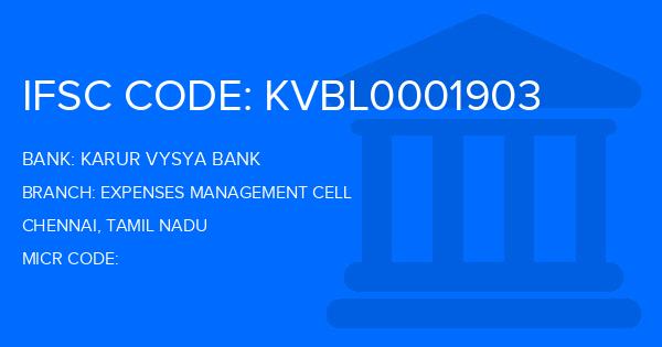 Karur Vysya Bank (KVB) Expenses Management Cell Branch IFSC Code
